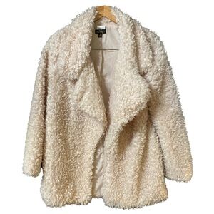 Audrey 3 plus 1 Anthropologie Cream teddy coat Faux fur/faux shearling Small